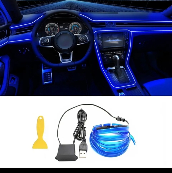 LED Strips for Car Dashboard USB Decorative Lights Car Interior 5M WHITE - Picture 3 of 5